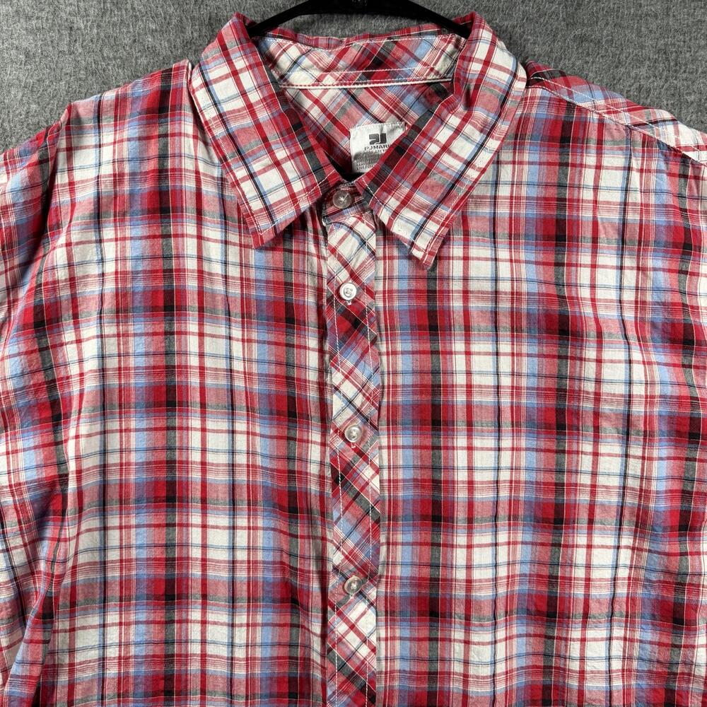 PJ Mark Shirt Mens 4XL Red Plaid Short Sleeve Button Up Cotton Lightweight